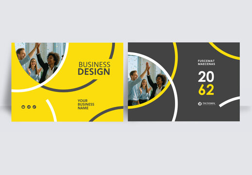 Modern business brochure layout &ndash; Geometric Book Cover Landscape Layout Yellow and Black

