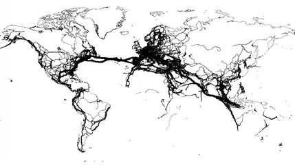Obraz premium Global Shipping Routes Map Visualization.