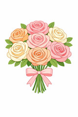 Fototapeta premium Vector illustration of a pastel rose bouquet