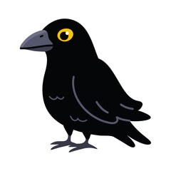 Fototapeta premium Cartoon Crow Image A Simple Flat Graphic of an Ominous Black Bird with Yellow Eyes