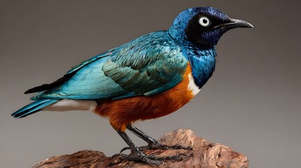 Obraz premium A beautiful lilac breasted roller and blue winged blackbird perched on a tropical tree branch showcase colorful feathers and vibrant wings in the wild nature of wildlife