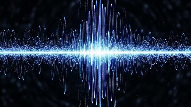 Audio Waveform Visualizer with Bright Blue Lines.