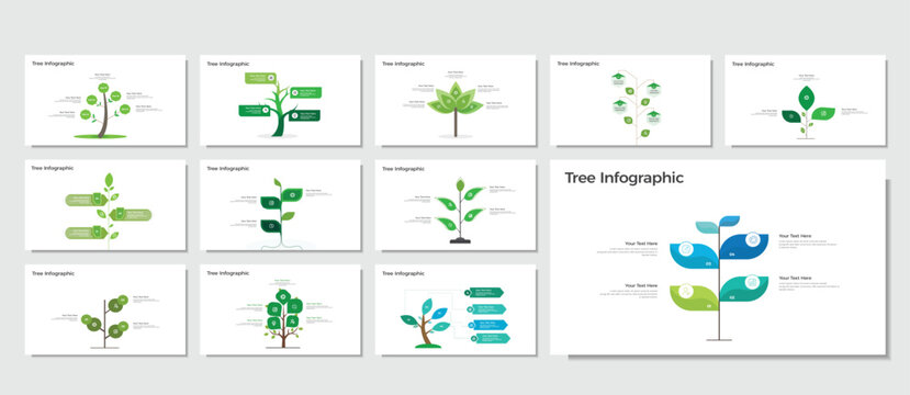 Tree infographic template for business growth stages and corporate process success.