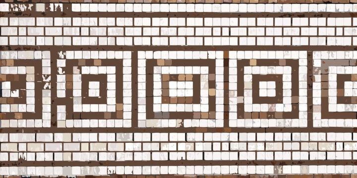 Intricate geometric mosaic pattern featuring brown and white squares