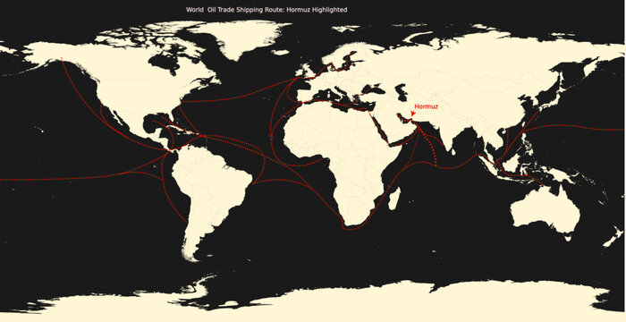 Global oil shipping routes Map Hormuz Highlighted