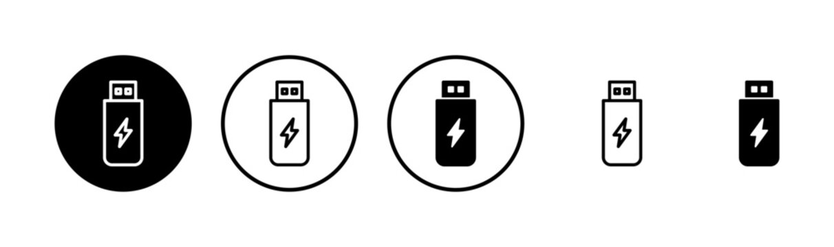 Usb icon logo design. Flash disk sign and symbol. flash drive sign. usb charging
