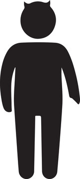 A minimalist black silhouette icon representing a horned devil character standing upright alone