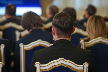 Protection and Guard Service (SPP, Romanian version of the US Secret Service) officer in public during the speech of a dignitary