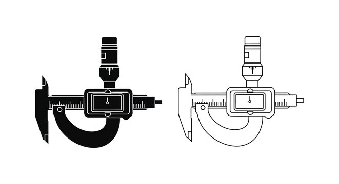 Two vernier calipers displayed in black and white a striking silhouette