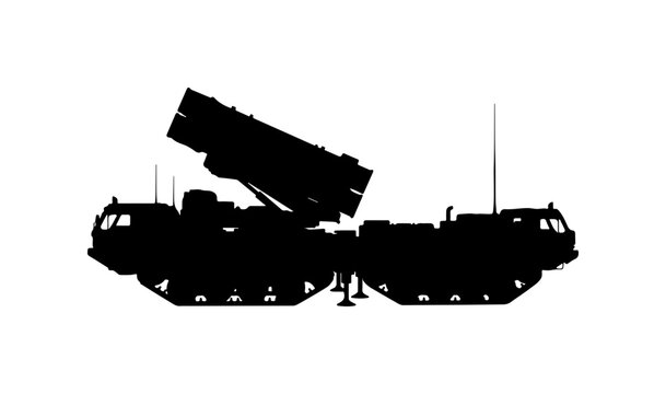 Military Self-Propelled Artillery Vehicle Silhouette