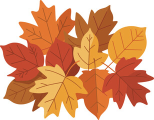 Fototapeta premium Pile of dry leaves colorful vector on white background.