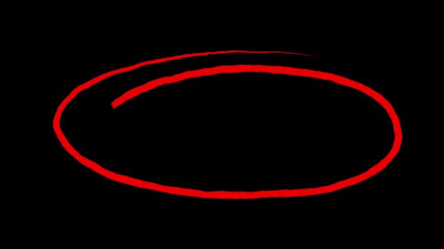abstract red circle marker with drawing effect,  background. hand-drawn circle marker 4k video of circle animation