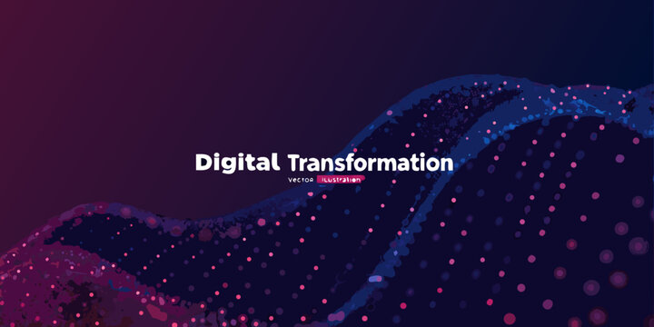 Abstract digital transformation background with flowing particles and data streams