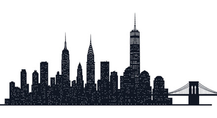New york city skyline with bridge a striking silhouette © AL-AMIN