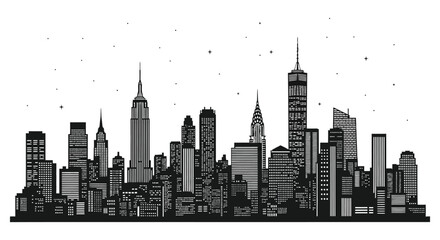 New york city skyline at night a striking black silhouette © AL-AMIN