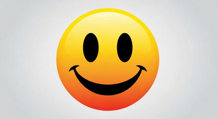 Fototapeta premium Smiling gradient emoji face with yellow orange and red color transition on a light gray background