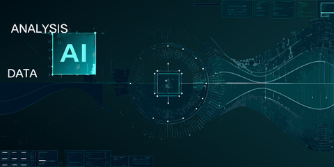 Obraz premium Abstract digital background displaying ai data and network visualizations