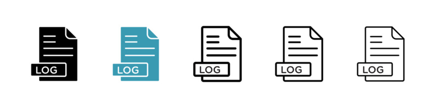Log file icons collection in black and blue colors