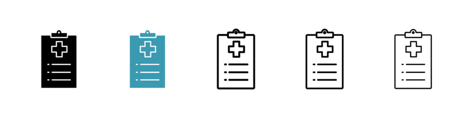 Fototapeta premium Medical report icons collection in black and blue colors