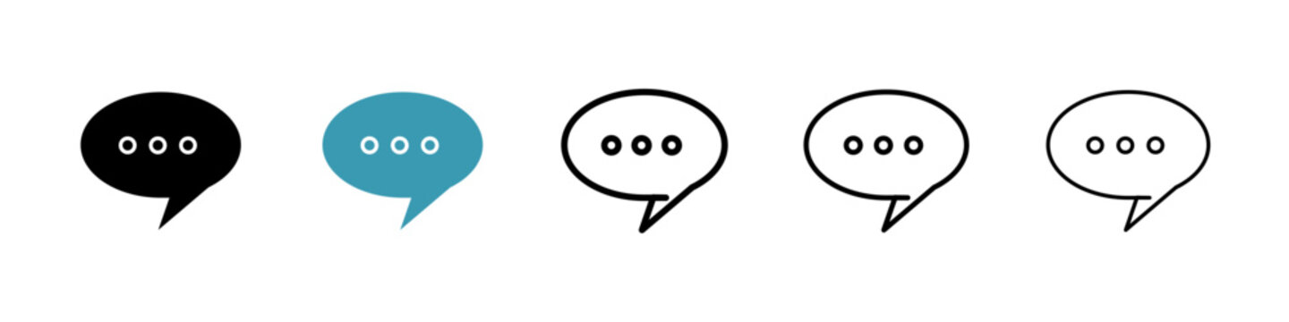 Message icons collection in black and blue colors