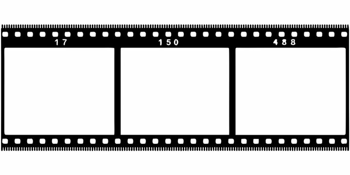 A strip of 35mm photographic film with numbered frame indicators