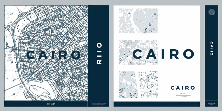 Stylized map of cairo egypt with repeating city name design