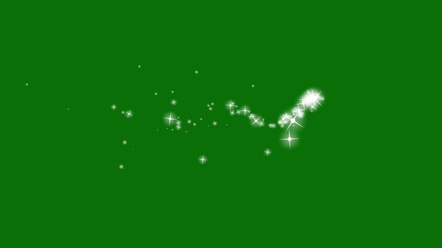 Magical twinkle glitter star trails, sparkling particle bursts, cartoon doodle stars, After Effects motion graphics, green screen overlay, glowing night sky, 4K loop.
