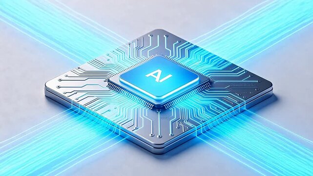 AI chip with glowing circuitry