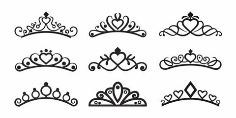 Collection of ornate black tiaras and crowns in various designs © Ranajit