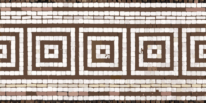 Intricate mosaic pattern featuring brown and white rectangular tiles