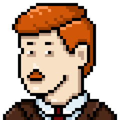 Fototapeta premium Vector Pixel Art Portrait of Redhead Man