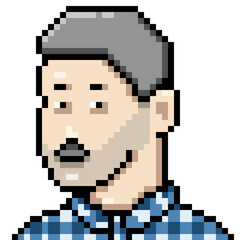 Obraz premium Vector Pixel Art Userpic of Man with Moustache