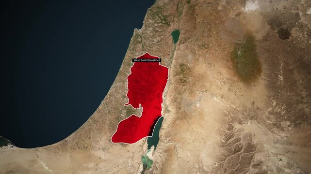 Map of occupied region Westbank near Israel