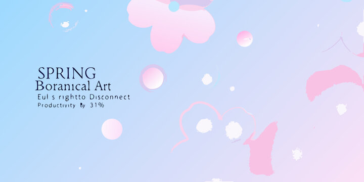 Abstract floral design with pastel colors and the word spring