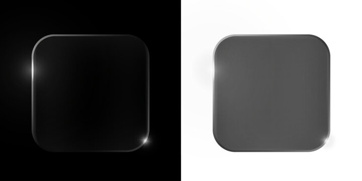 Realistic glass shiny effect frame isolated on transparent background. Modern Ui element, button. Vector PNG illustration