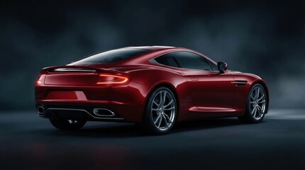 Obraz premium Luxury red sports car rear view. Sleek automotive design evokes power and exclusivity.
