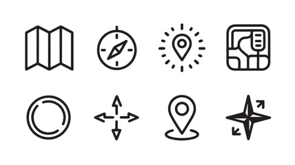 Fototapeta premium Navigation Icons Set For Travel And Direction Concepts