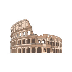 Naklejka premium Iconic Colosseum Amphitheater Ancient Roman Landmark Illustration.