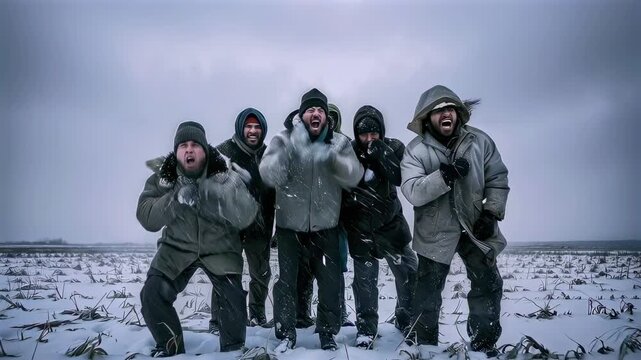 farmers stand in frozen field after severe frost, damaged crops and dead plants, agricultural loss, extreme cold destroys harvest, food shortage risk, climate impact on farming and rural economy
