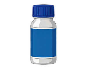 Fototapeta premium Blue Pill Bottle Vector with Transparent Background, Minimalist Medicine Icon for Healthcare and Pharmacy