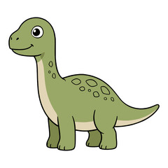 Obraz premium Cute Green Dinosaur Cartoon Illustration Vector, Friendly Character for Kids and Education