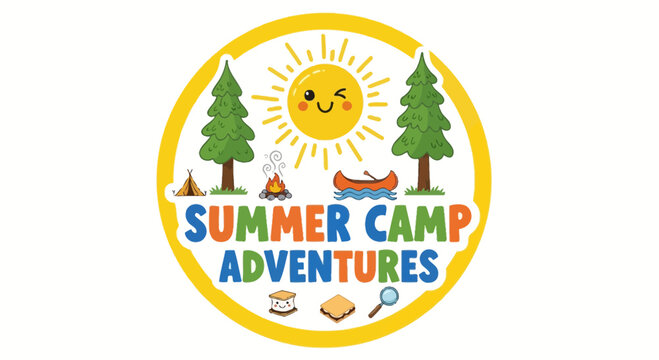 Summer camp adventure logo vector