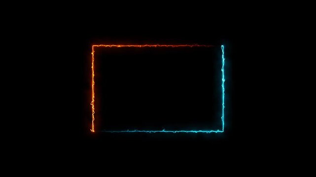 Neon two moving neon lights laser rectangle frame loop, abstract glowing border light overlay, Neon Light Border, futuristic Sci-Fi background 4k stock video footage