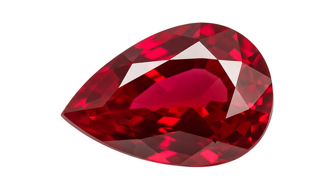 A large pear shaped ruby gemstone PNG isolated on transparent background