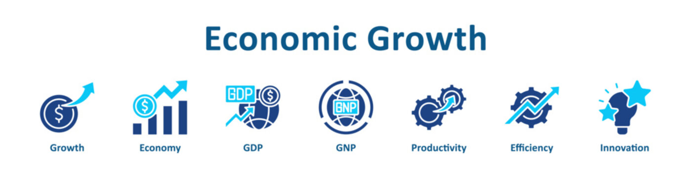 Economic Growth icon banner glyph color collection