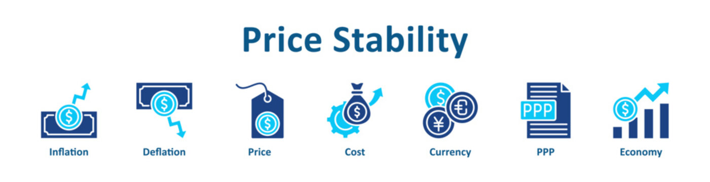Price Stability icon banner glyph color collection