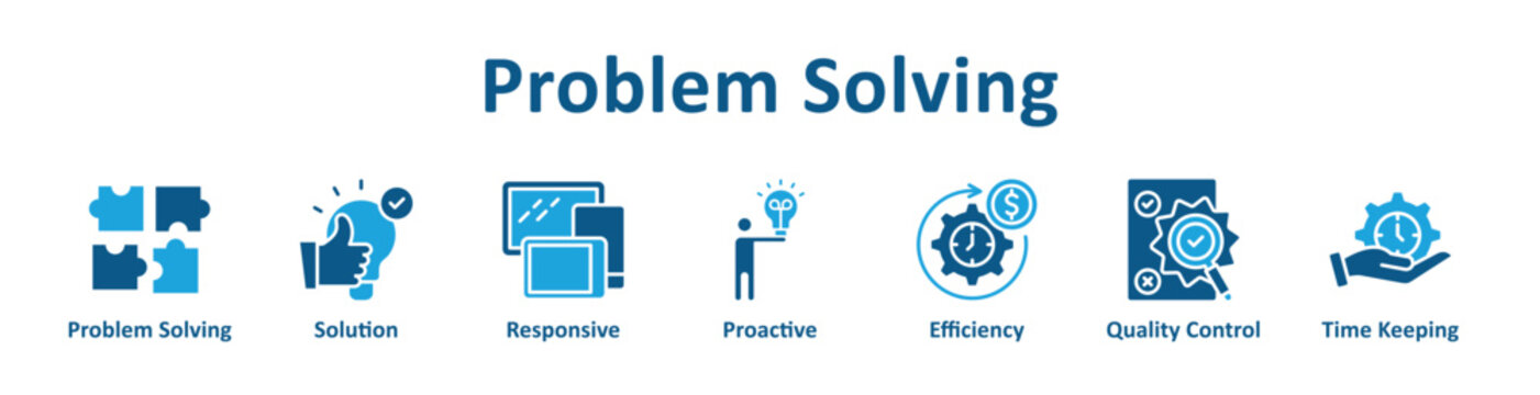 Problem Solving icon banner glyph color collection