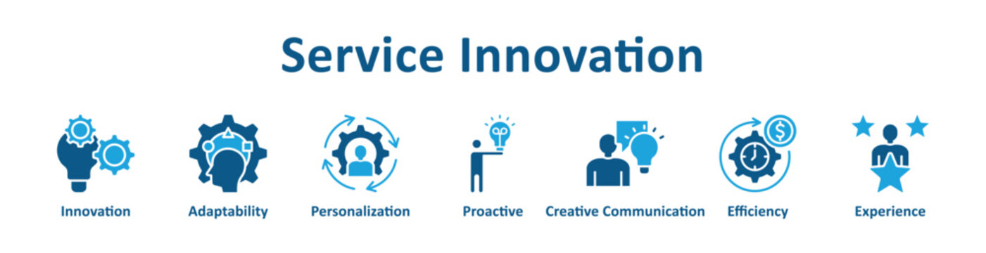 Service Innovation icon banner glyph color collection