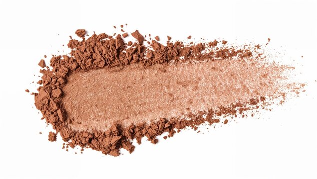 Crushed bronzer powder texture isolated on white background, cosmetic product swatch for makeup and beauty concept