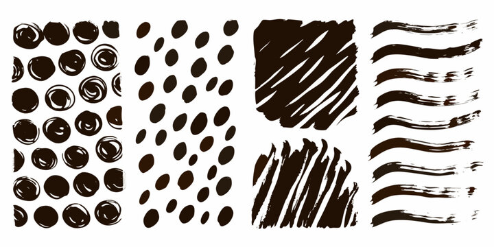 Abstract brushstroke patterns in black and white arranged in vertical columns